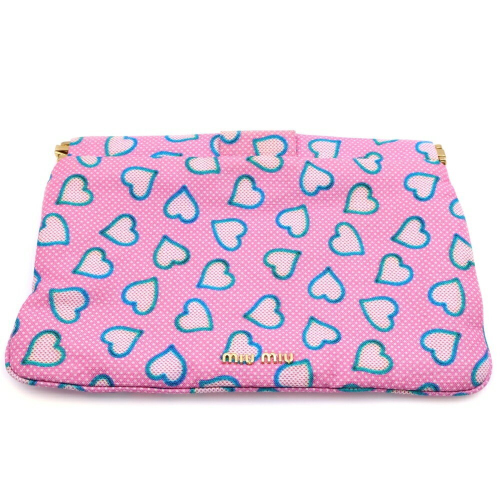 Miu Miu heart motif Clutch case clutch bag Shoulder pink